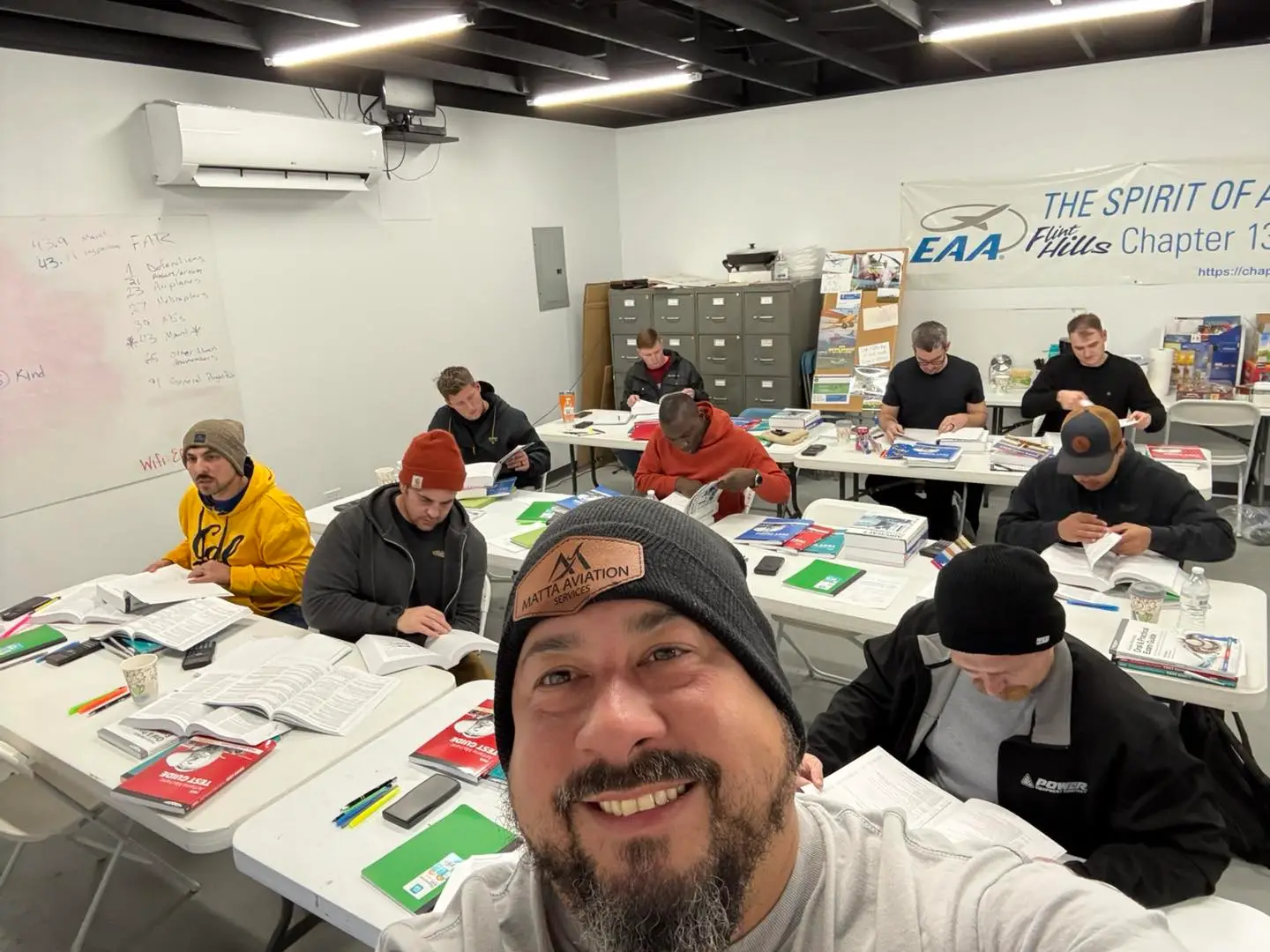 Matta Aviation Services studying in classroom setting.